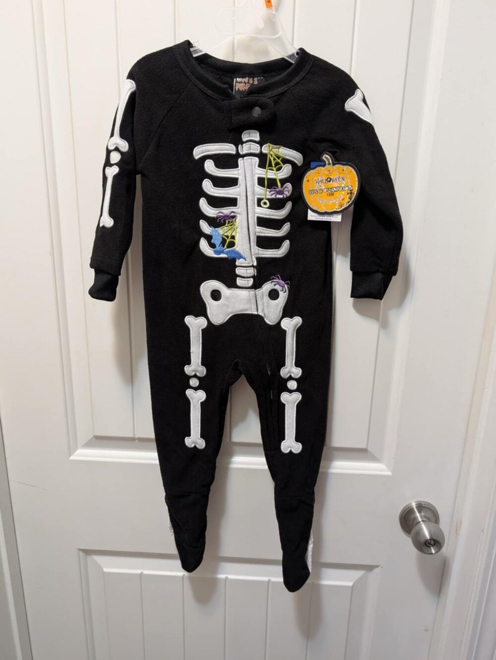 PJ & Pumpkins Halloween Skeleton Costume Toddler One-Piece Spiders Boys Size 18M